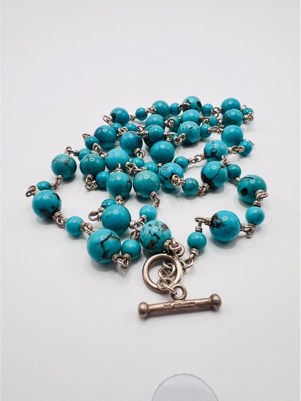 Whitney Kelly WK 925 Sterling Silver Turquoise Bead Necklace 36” 59.63g